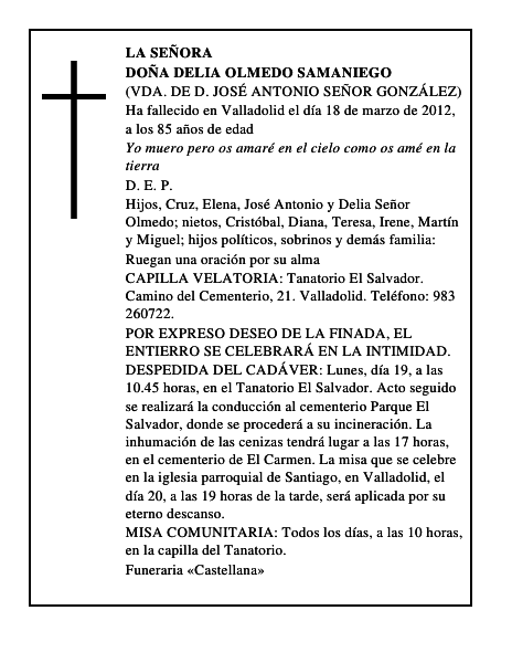 Doña Delia Olmedo Samaniego