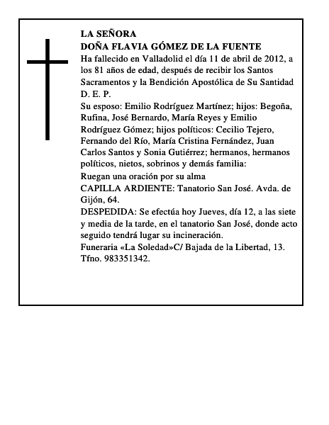 Doña Flavia Gómez de la Fuente