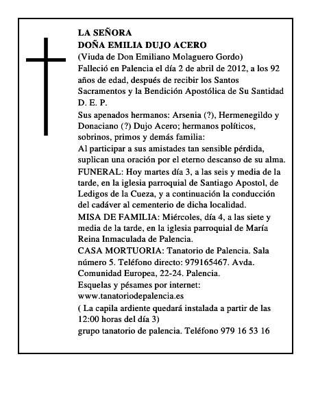 Doña Emilia Dujo Acero
