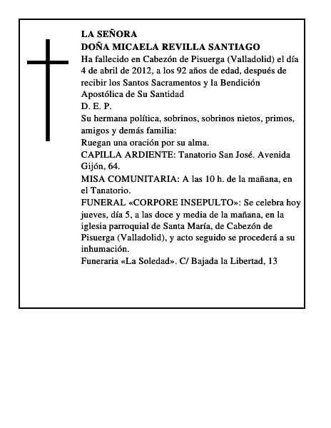 Doña Micaela Revilla Santiago