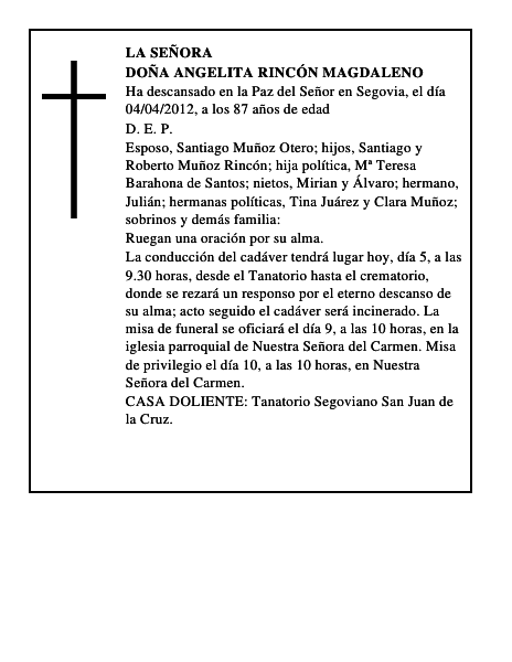 Doña Angelita Rincón Magdaleno