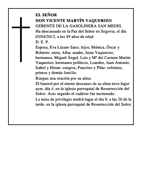 Don Vicente Martín Vaquerizo