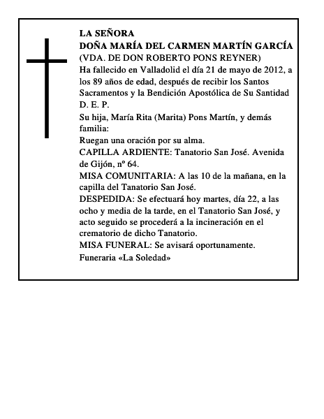 Doña María del Carmen Martín García