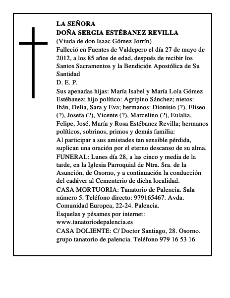 Doña Sergia Estébanez Revilla