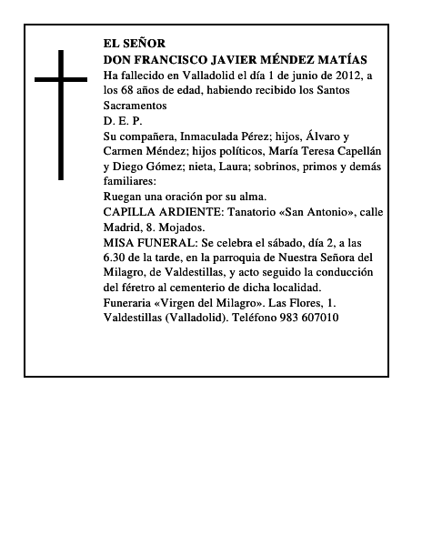 Don Francisco Javier Méndez Matías