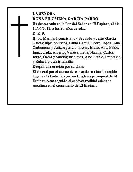 Doña Filomena García Pardo