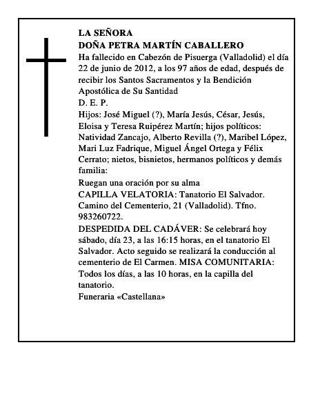 Doña Petra Martín Caballero