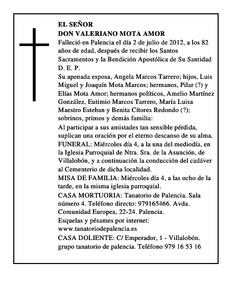 Don Valeriano Mota Amor