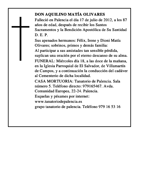 Don Aquilino Matía Olivares