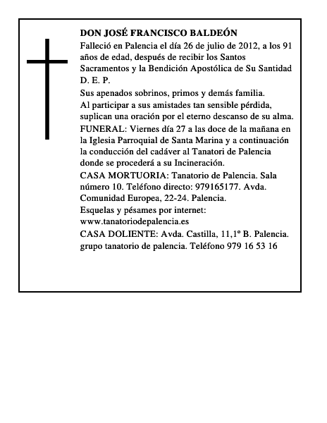 Don José Francisco Baldeón