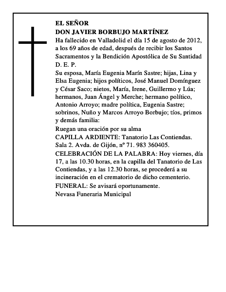 Don Javier Borbujo Martínez