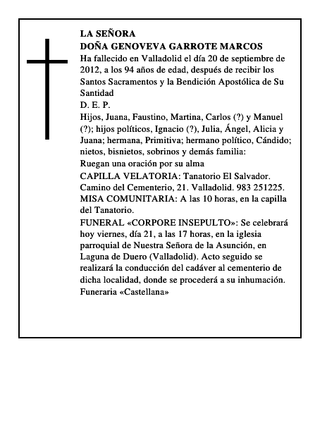 Doña Genoveva Garrote Marcos