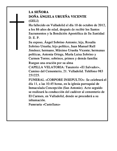 Doña Ángela Urueña Vicente