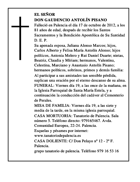 Don Gaudencio Antolín Pisano