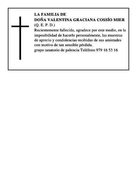Doña Valentina Graciana Cossío Mier