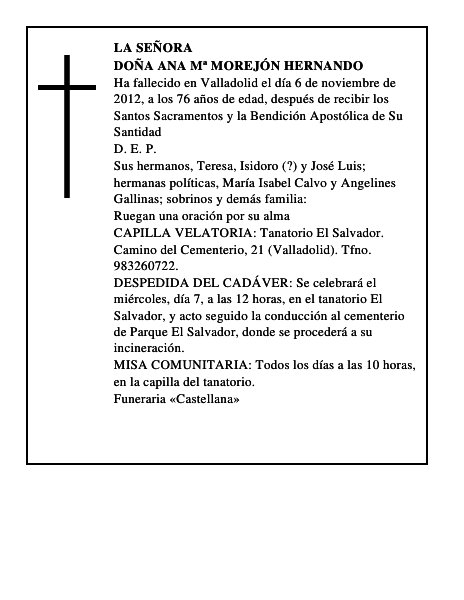 Doña Ana Mª Morejón Hernando