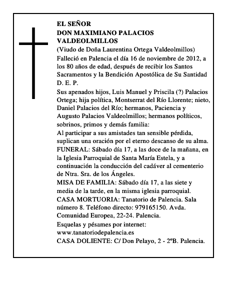 Don Maximiano Palacios Valdeolmillos