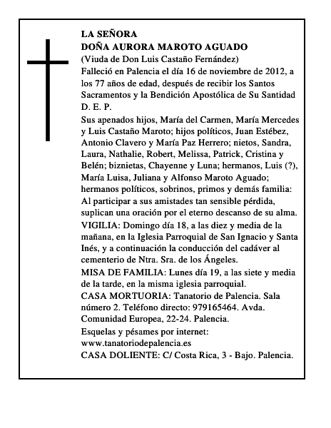 Doña Aurora Maroto Aguado