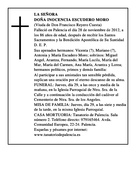 Doña Inocencia Escudero Moro