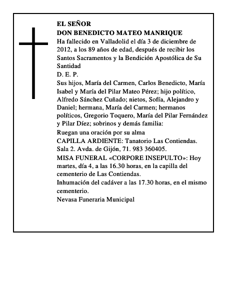 Don Benedicto Mateo Manrique