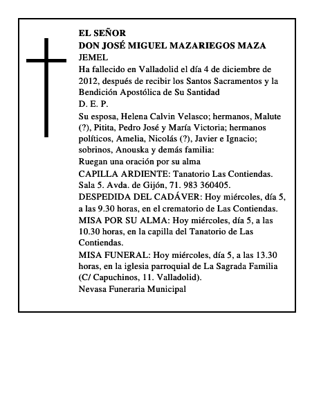 Don José Miguel Mazariegos Maza