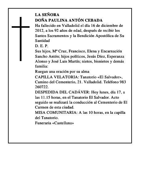 Doña Paulina Antón Cebada