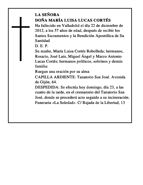 Doña María Luisa Lucas Cortés