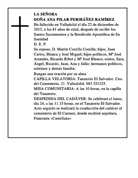 Doña Ana Pilar Peribáñez Ramírez