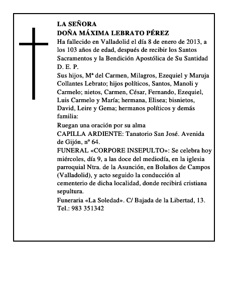 Doña Máxima Lebrato Pérez