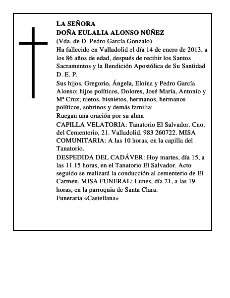 Doña Eulalia Alonso Núñez