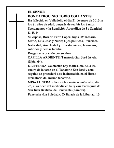 Don Patrocinio Torío Collantes