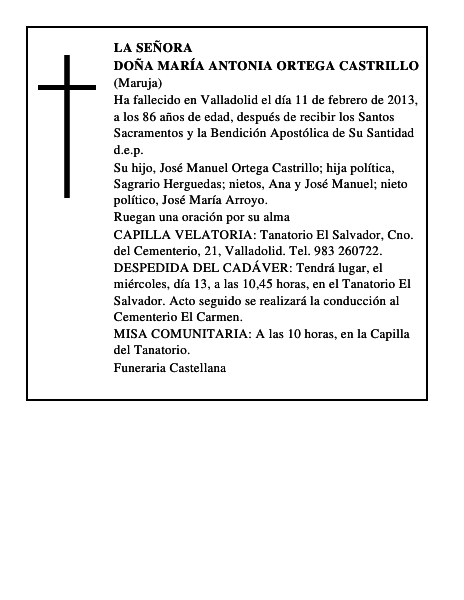 Doña María Antonia Ortega Castrillo