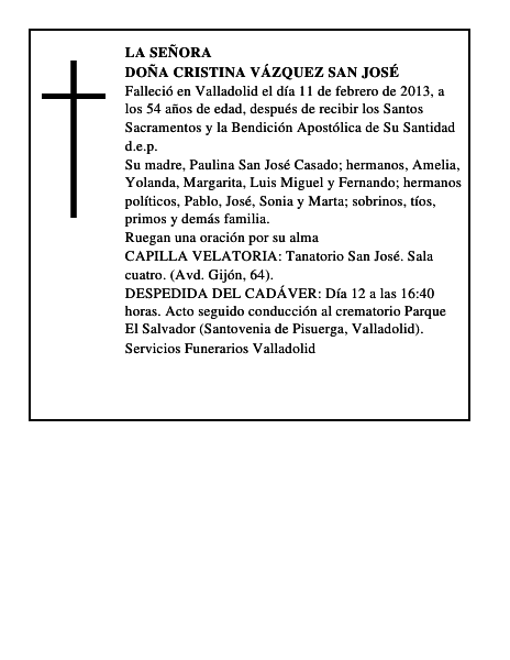 Doña Cristina Vázquez San José