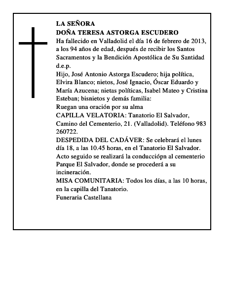 Doña Teresa Astorga Escudero