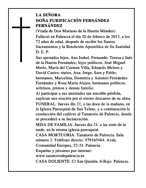 Doña Purificación Fernández Fernández