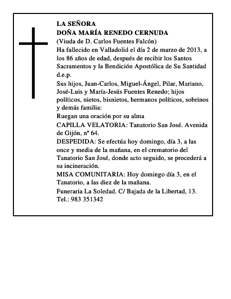 Doña María Renedo Cernuda