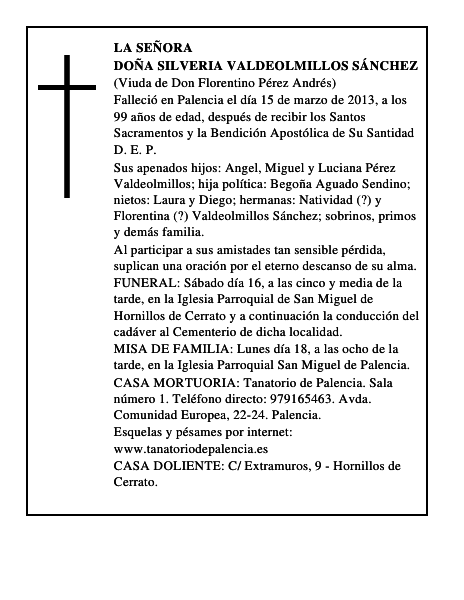 Doña Silveria Valdeolmillos Sánchez