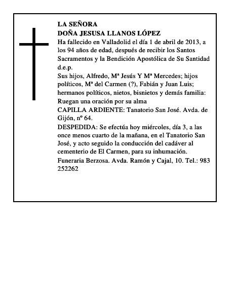 Doña Jesusa Llanos López