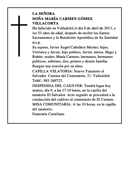 Doña María Carmen Gómez Villacorta