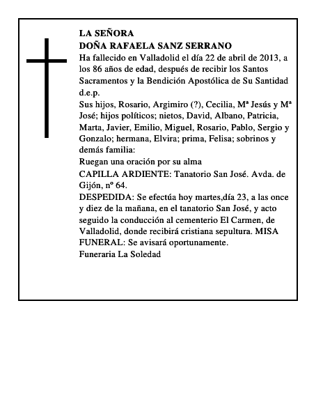 Doña Rafaela Sanz Serrano