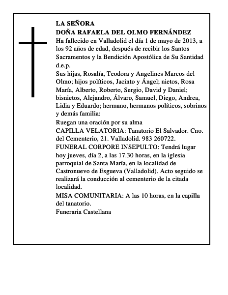 Doña Rafaela del Olmo Fernández