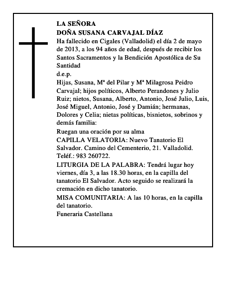 Doña Susana Carvajal Díaz