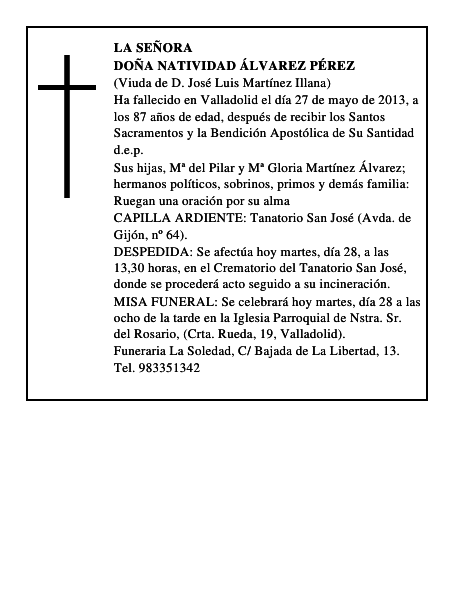 Doña Natividad Álvarez Pérez
