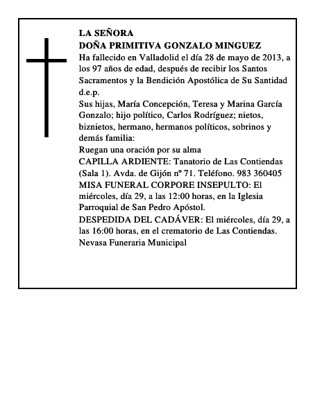 Doña Primitiva Gonzalo Minguez