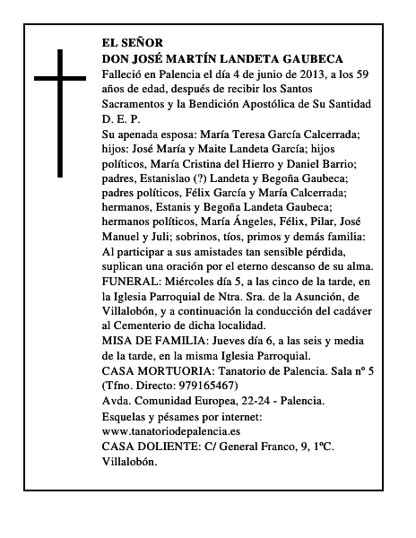 Don José Martín Landeta Gaubeca