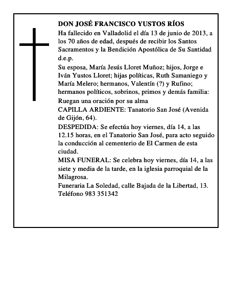 Don José Francisco Yustos Ríos