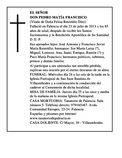 Don Pedro Matía Francisco