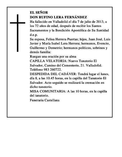Don Rufino Lera Fernández