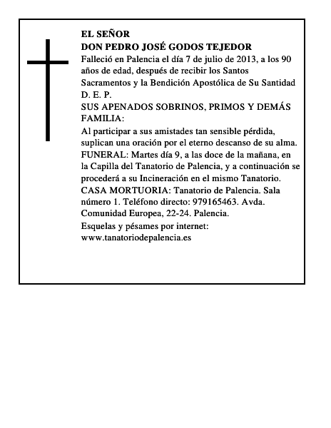 Don Pedro José Godos Tejedor