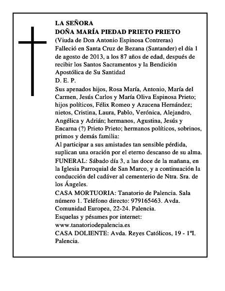 Doña María Piedad Prieto Prieto